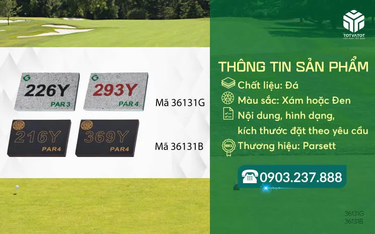 Biển báo khoảng cách trên tee bằng đá (Granite tee deck signs)